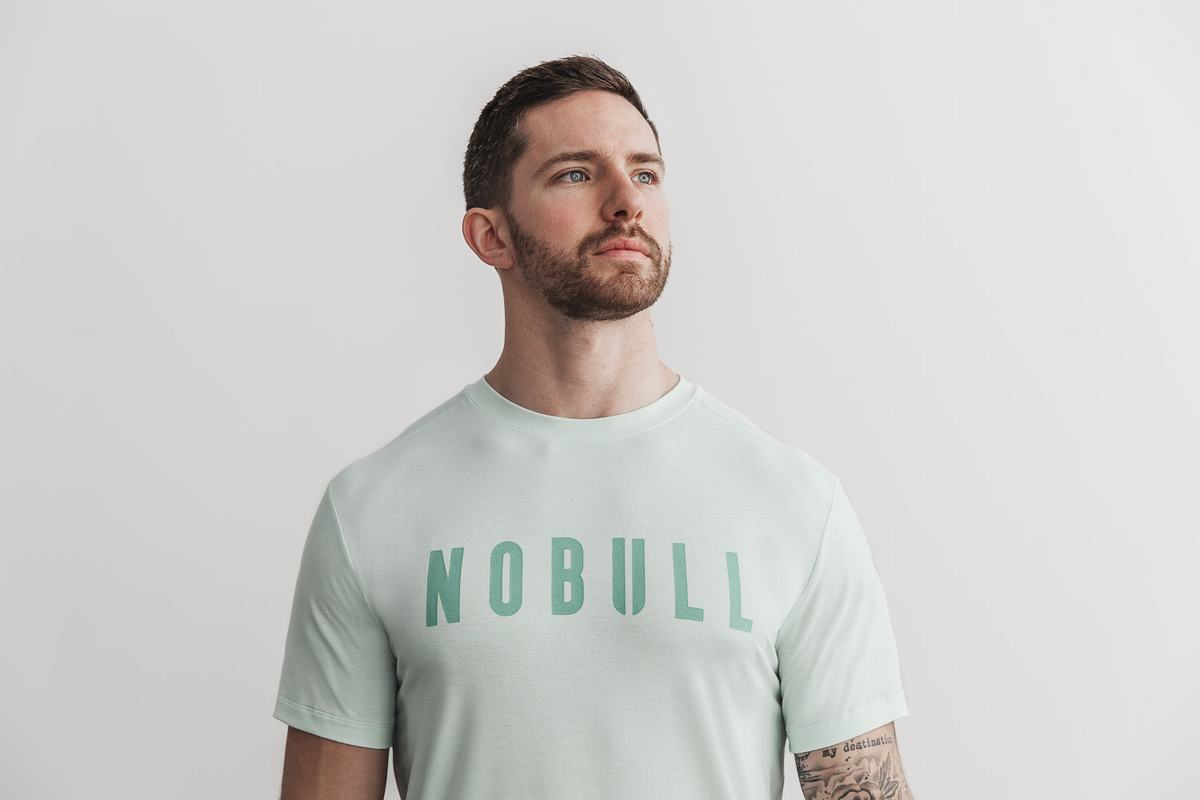 Nobull Men's T Shirts Green | Australia (NR4792)